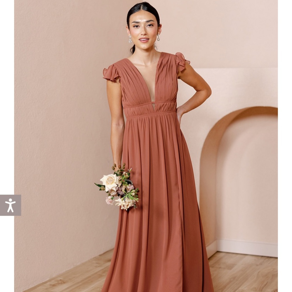 Revelry Dusty Blue Cora Chiffon Dress